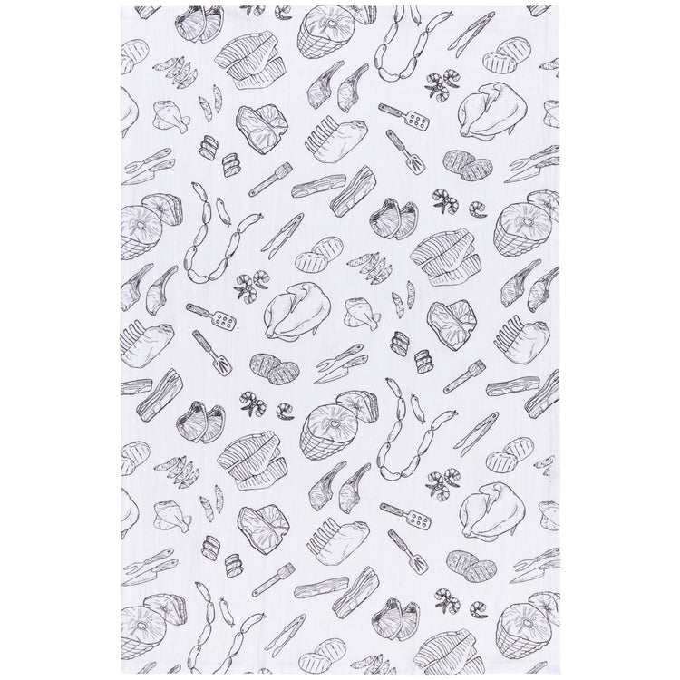 On the Grill Black Floursack Dishtowels Set of 2