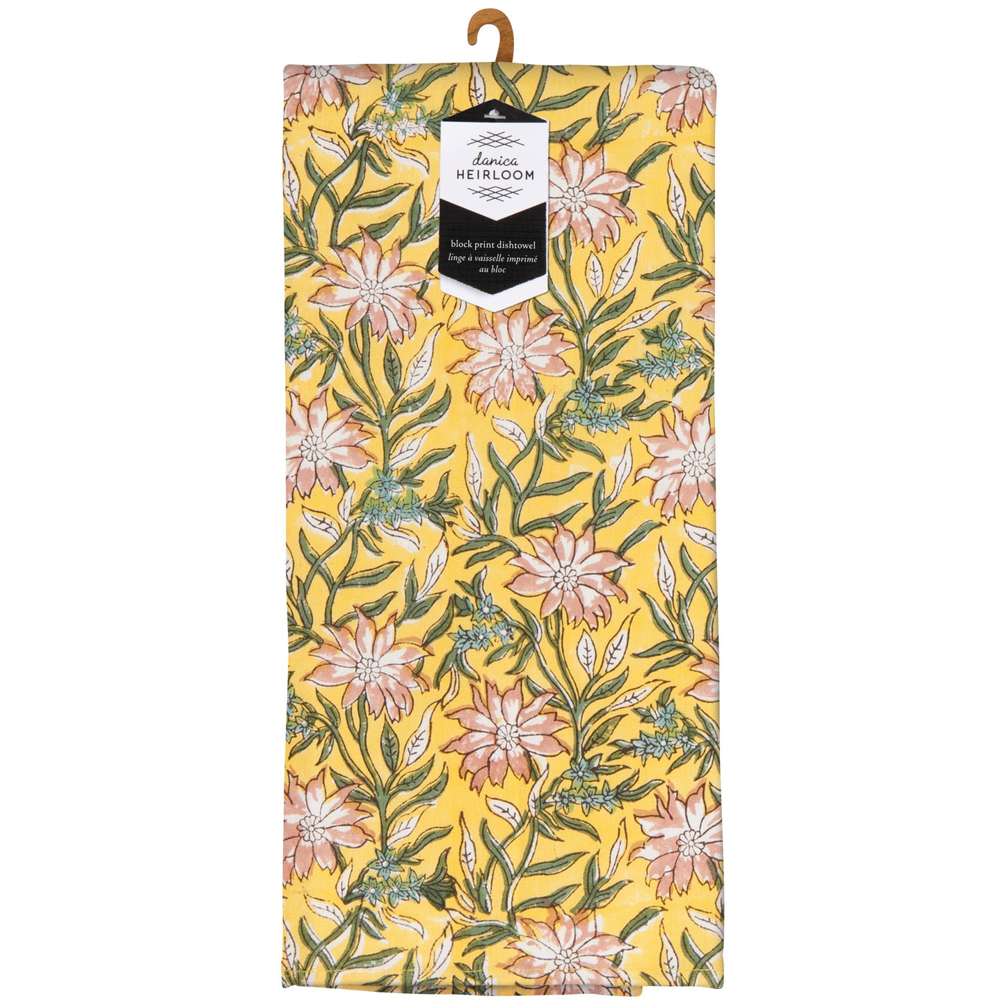 Clematis Block Print Dishtowel