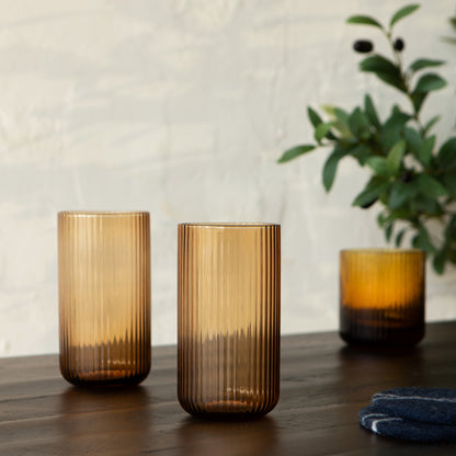 Fluted Glass 17 oz - Amber