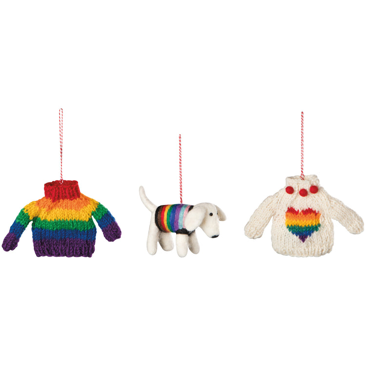 Love is Love Felt Christmas Tree Ornaments - 3 Assorted Styles