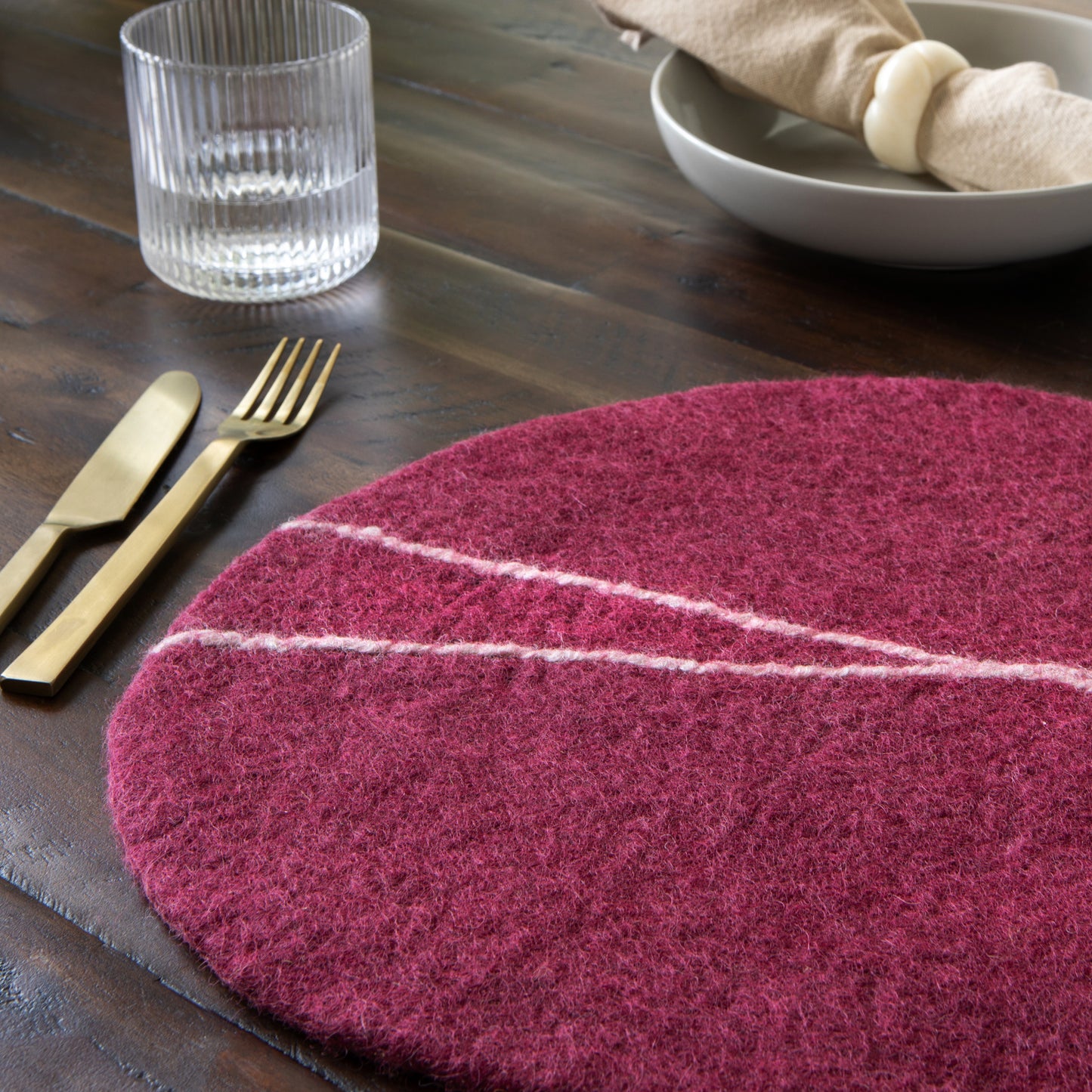 Striato Felt Wool Placemat - Garnet