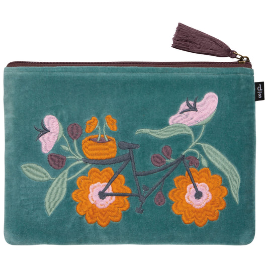 Petal Power Embroidered Flat Pouch