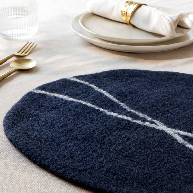 Striato Felt Wool Placemat - Midnight