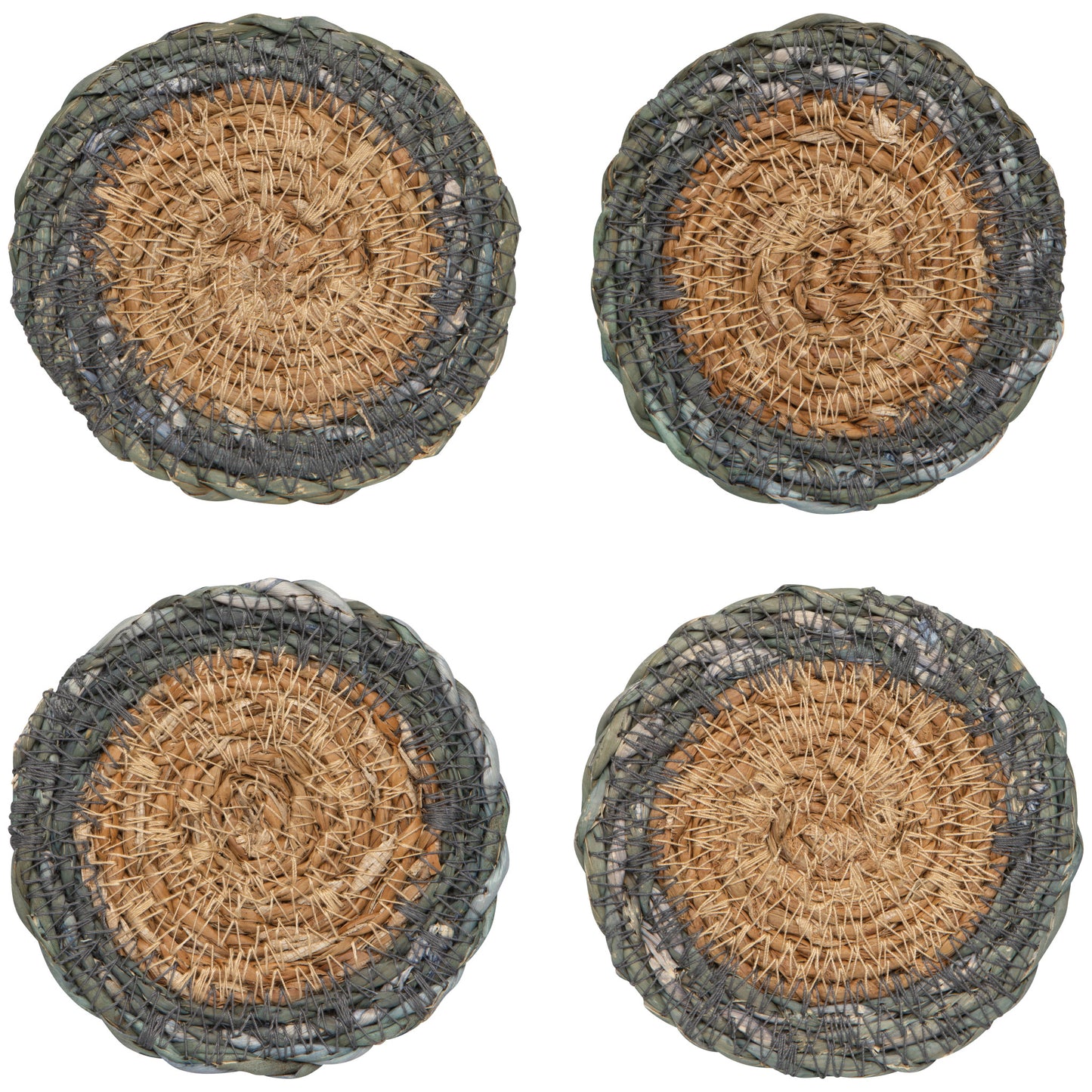 Blue Border Seagrass Coasters Set of 4