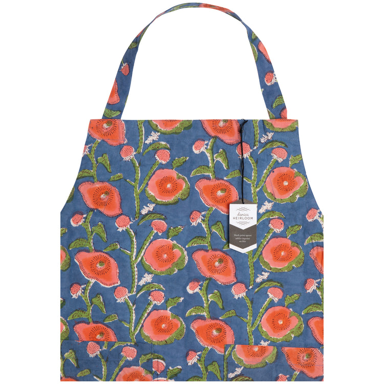 Poppy Block Print Apron