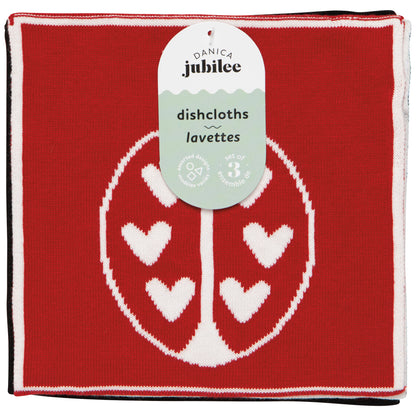 Ladybugs Knit Dishcloth Set of 3