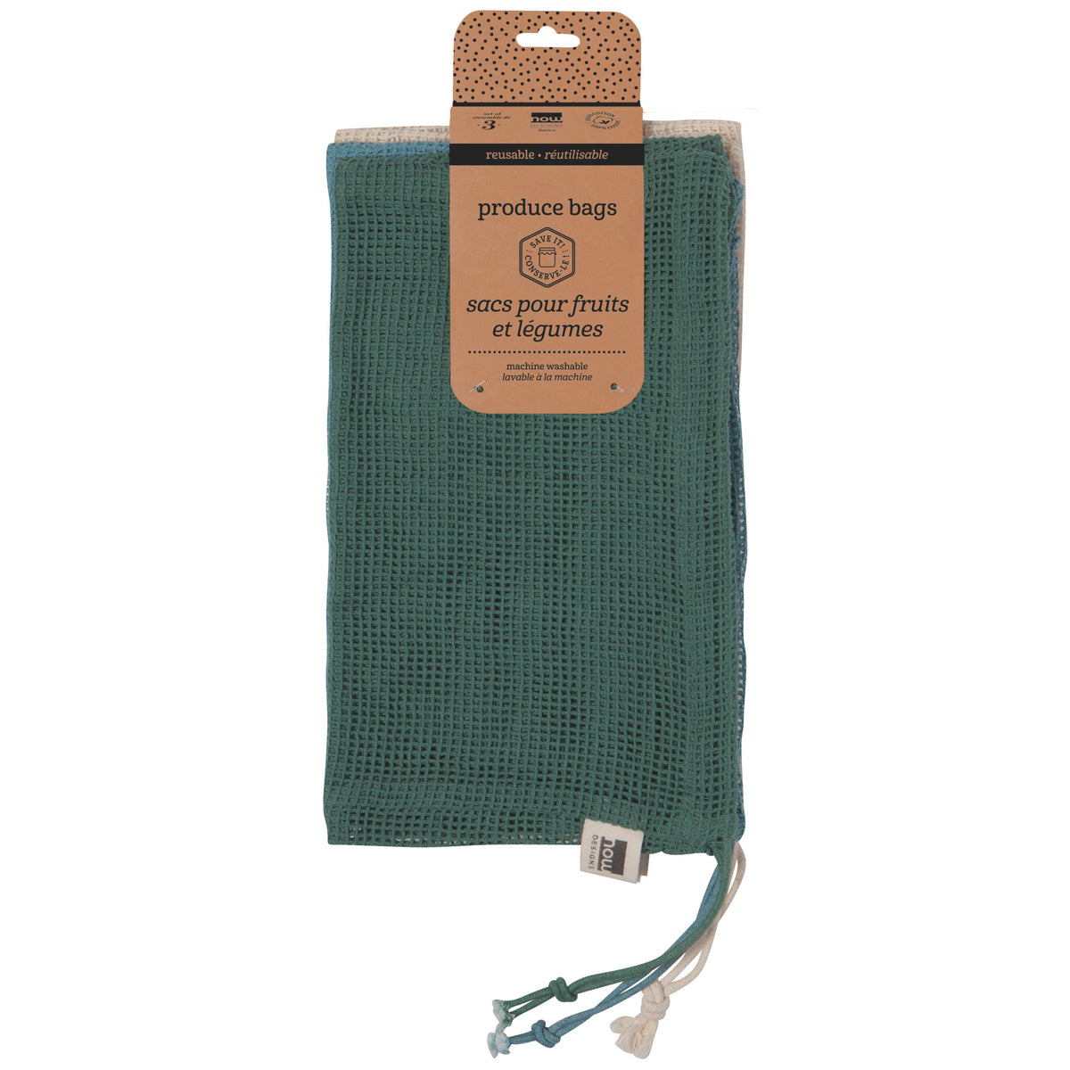Le Marche Pine Mesh Produce Bags Set of 3