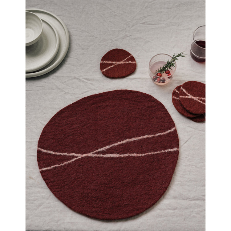 Striato Felt Wool Placemat - Garnet