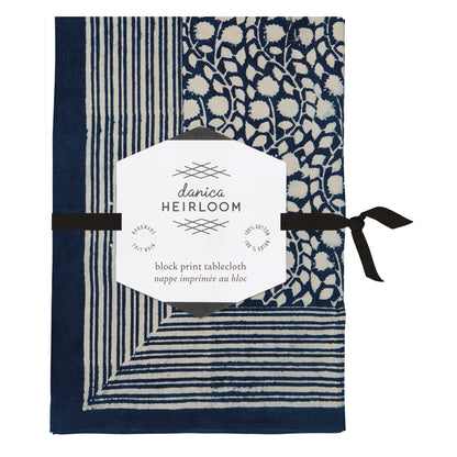 Vinebloom Block Print Tablecloth 90 x 60 inch