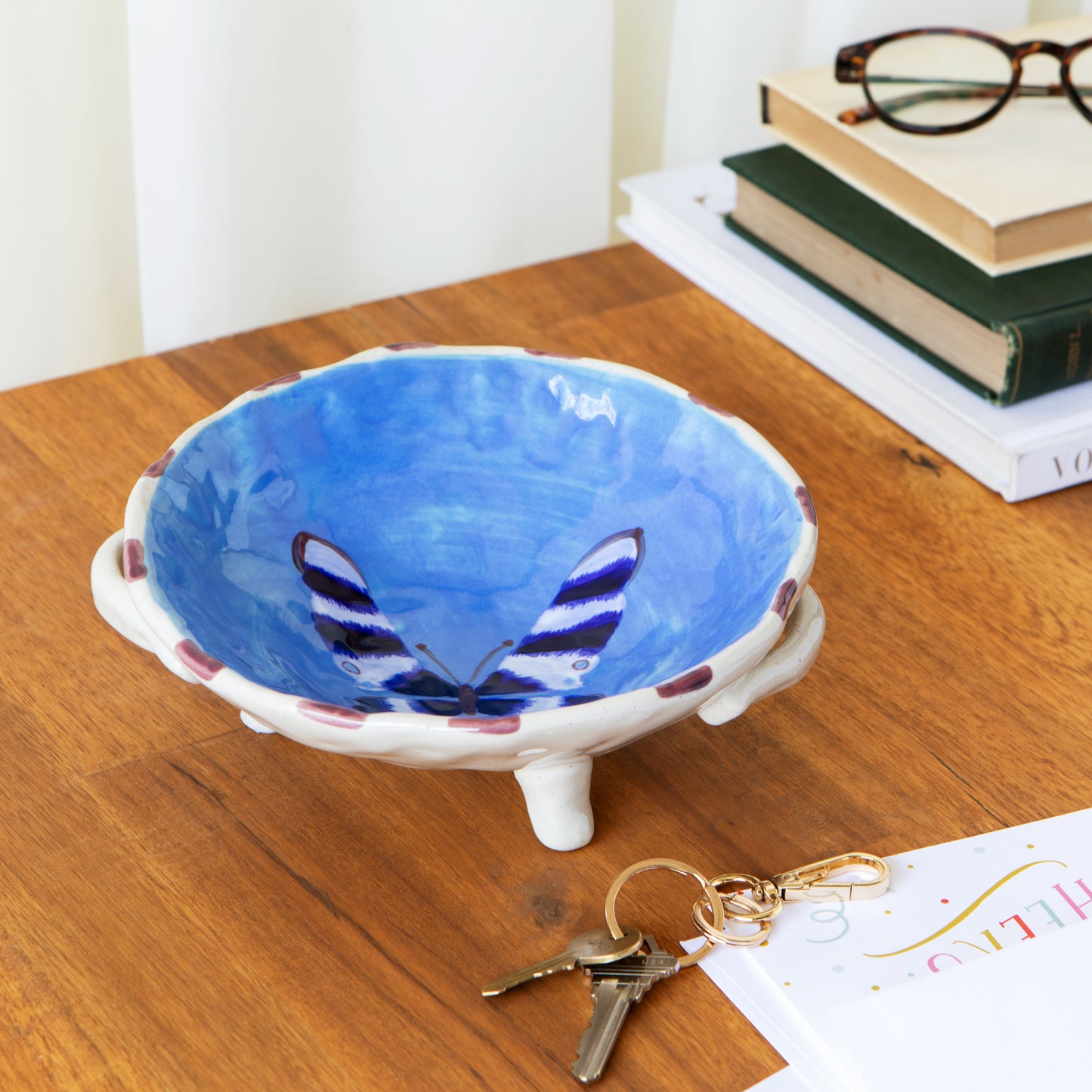 Aurora Hand Painted Footed Bowl