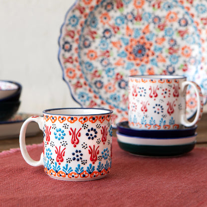 Hand-painted Turkish Mug - Evani White