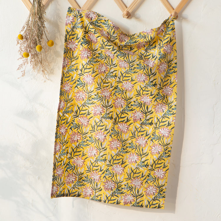 Clematis Block Print Dishtowel