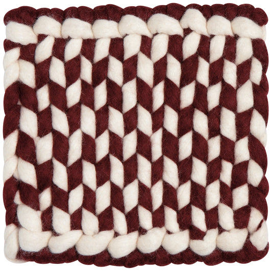 Braid Felt Wool Trivet - Garnet