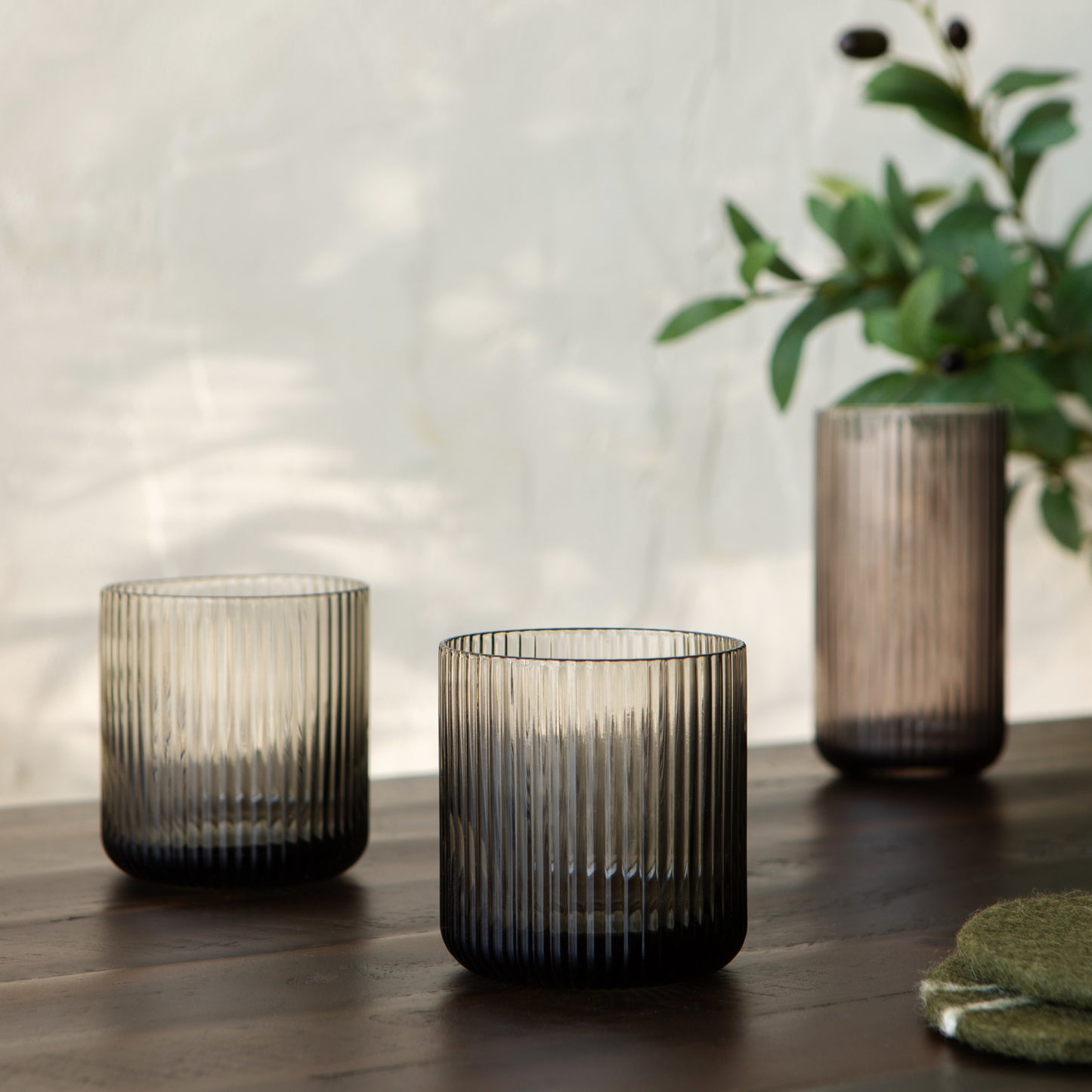 Fluted Glass 12 oz - Smoke