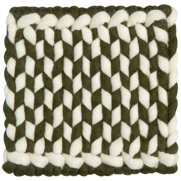 Braid Felt Wool Trivet - Olive Branch