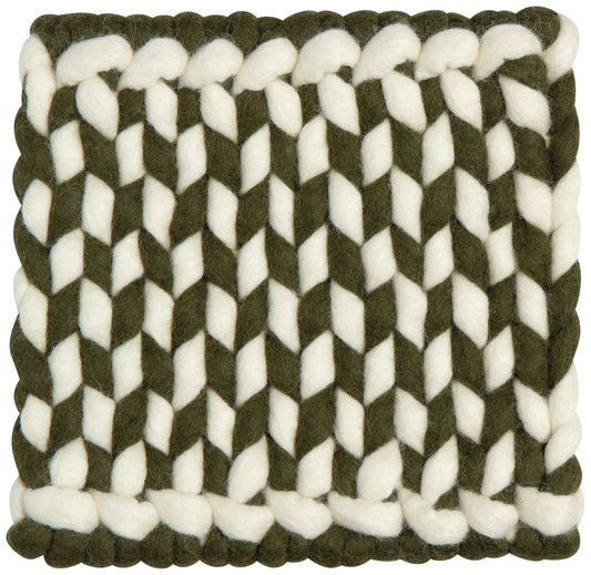 Braid Felt Wool Trivet - Olive Branch