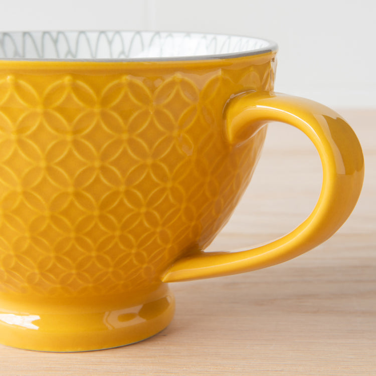 Yellow Stamped Latte Mug