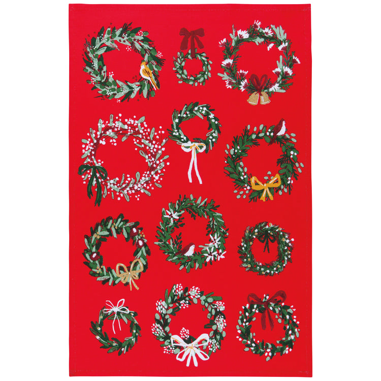 Wreaths Printed Cotton Dishtowels Set of 2