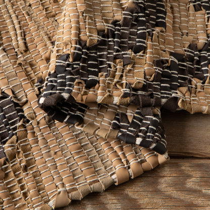 Tetra Recycled Leather Chindi Rug 2 x 3 ft
