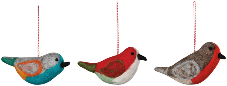 Bird Felt Christmas Tree Ornaments - Assorted