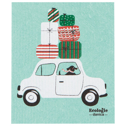 Winter Wheels Dog Swedish Dishcloth