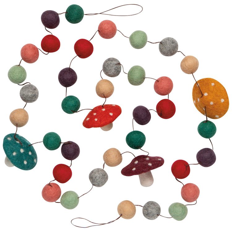 Mushroom Gems Christmas Felt Garland