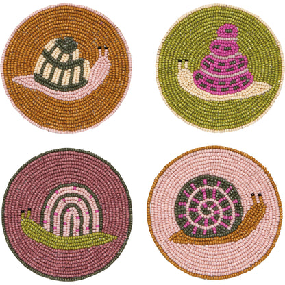 Gardenland Snails Beaded Coasters Set of 4