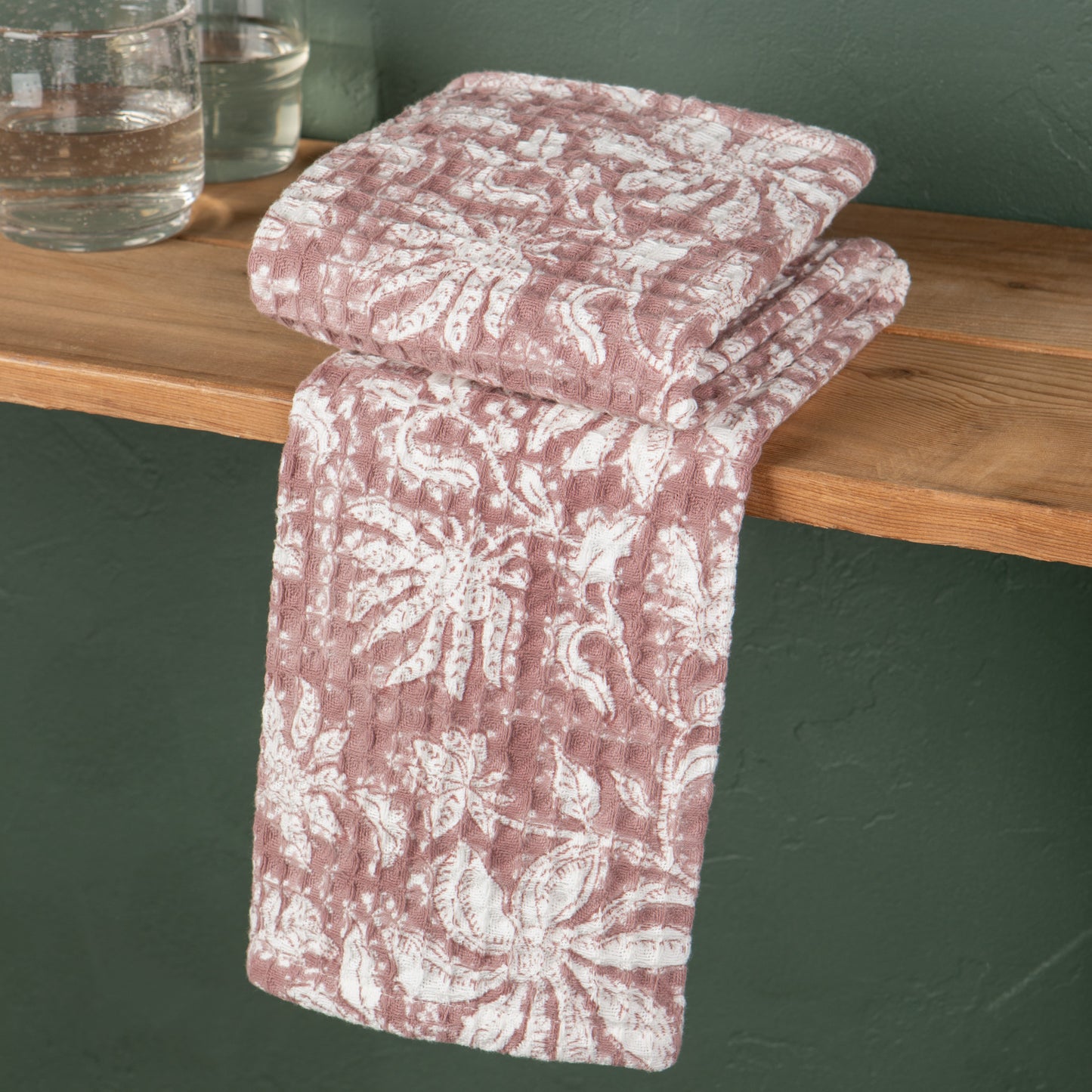 Paradise Block Print Waffle Dishtowel