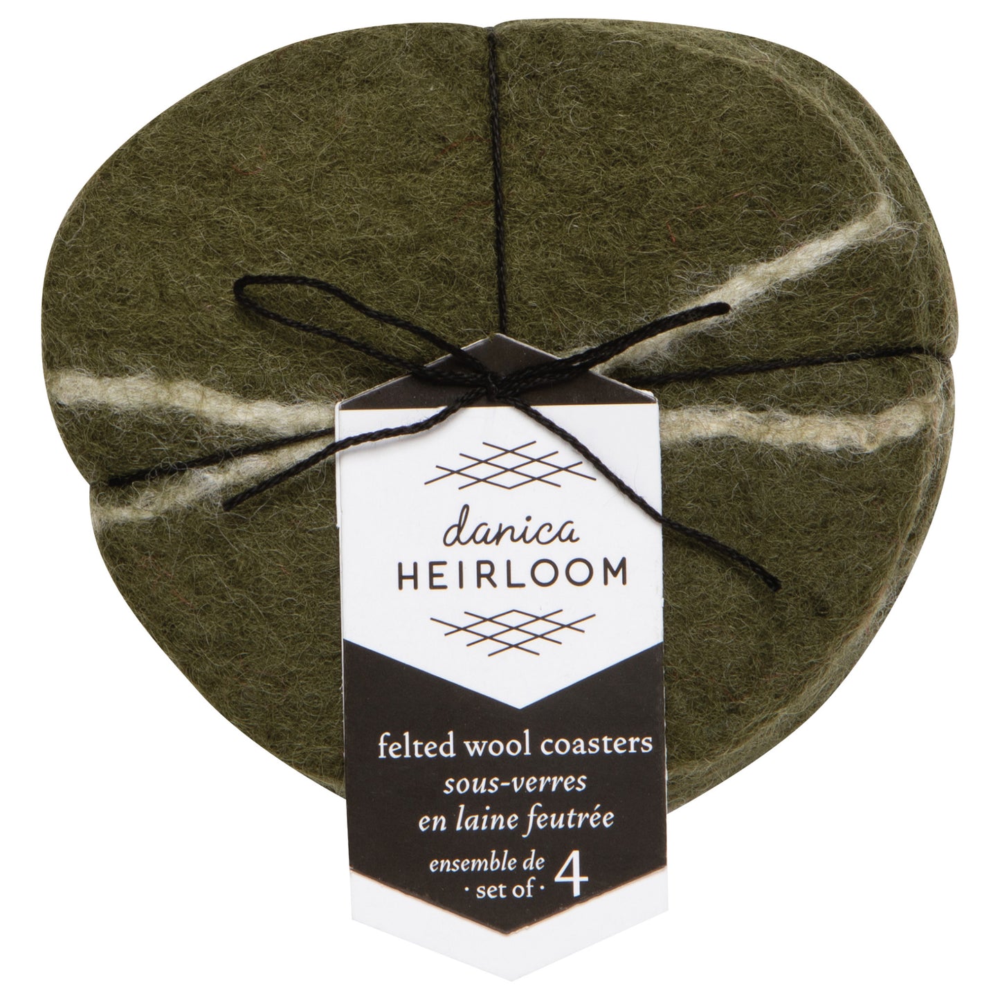 Striato Felt Wool Coasters Set of 4 - Olive Branch