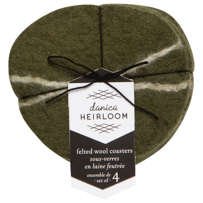 Striato Felt Wool Coasters Set of 4 - Olive Branch