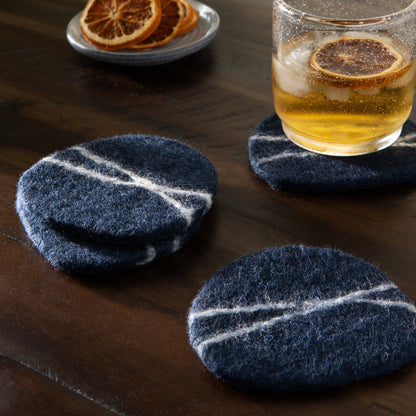 Striato Felt Wool Coasters Set of 4 - Midnight