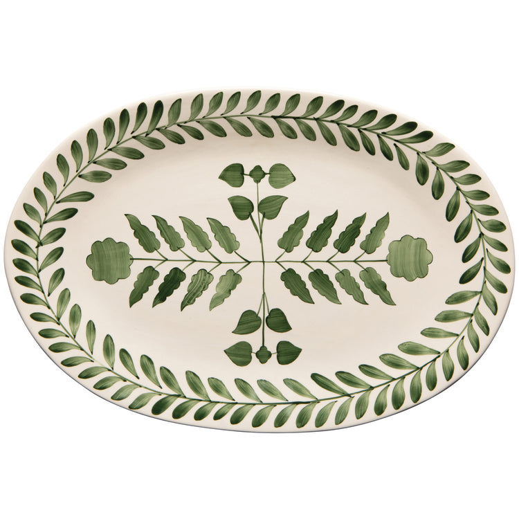 Sylvie Green Oval Serving Platter 17.25 inch