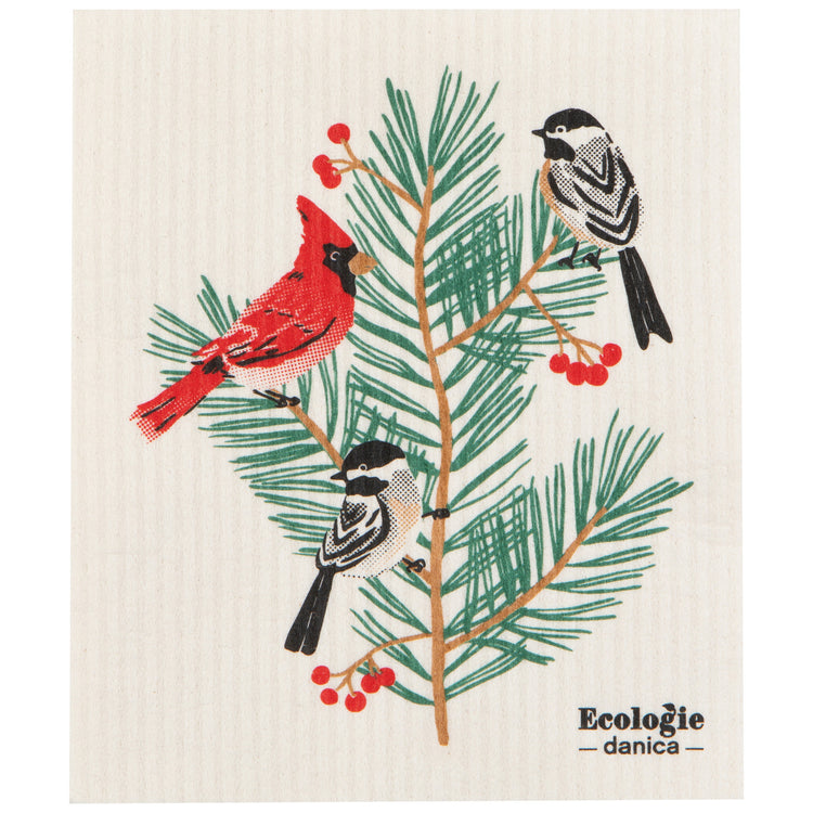 Birds & Boughs Christmas Swedish Dishcloth