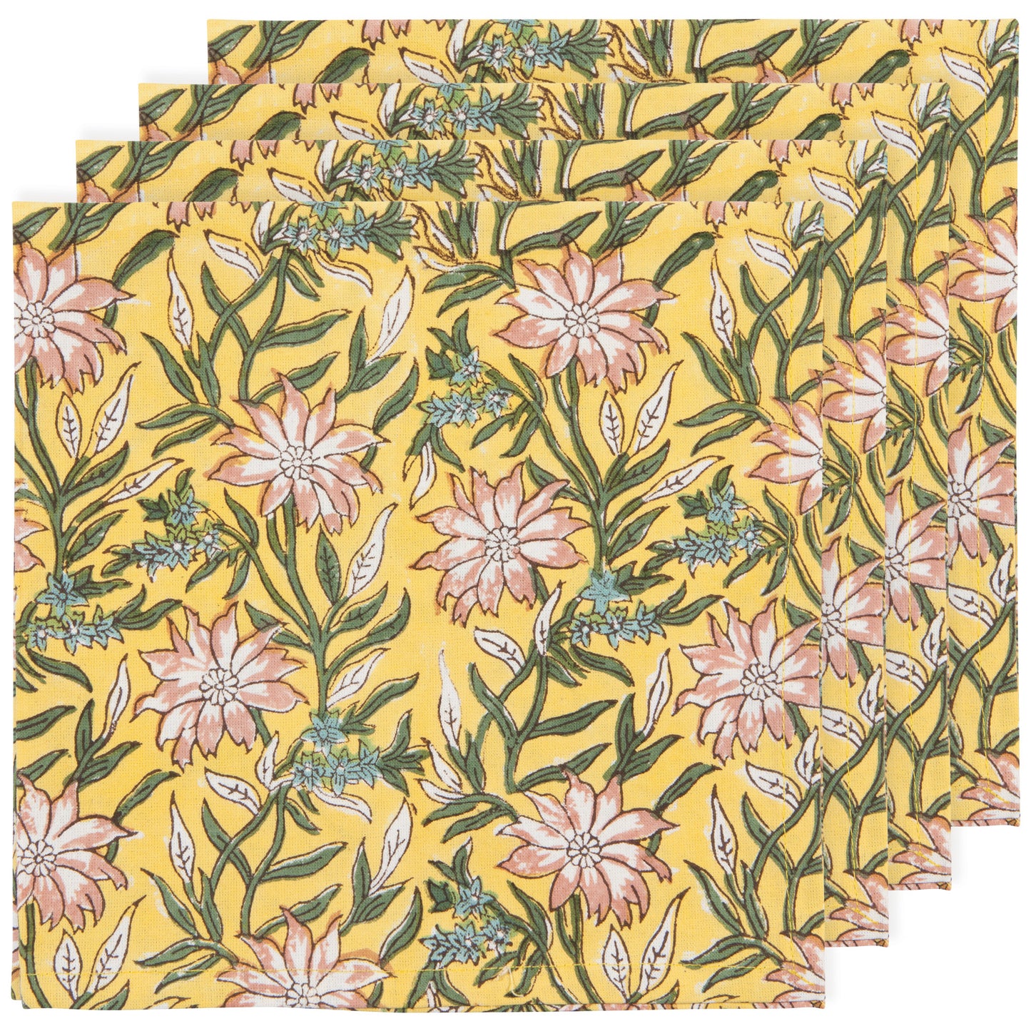 Clematis Block Print Napkins Set of 4