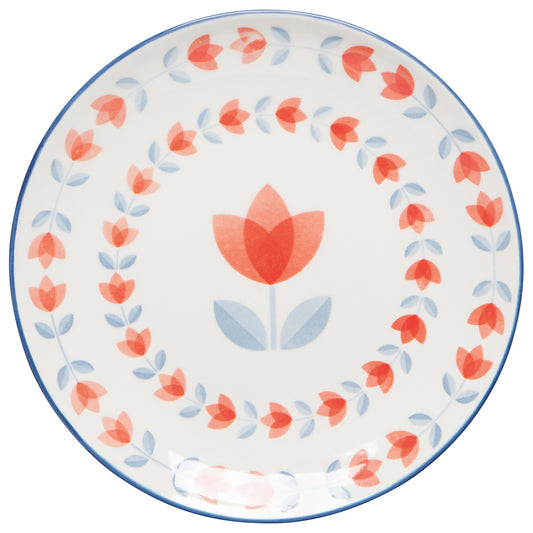 Red Tulip Stamped Appetizer Plate 6 inch