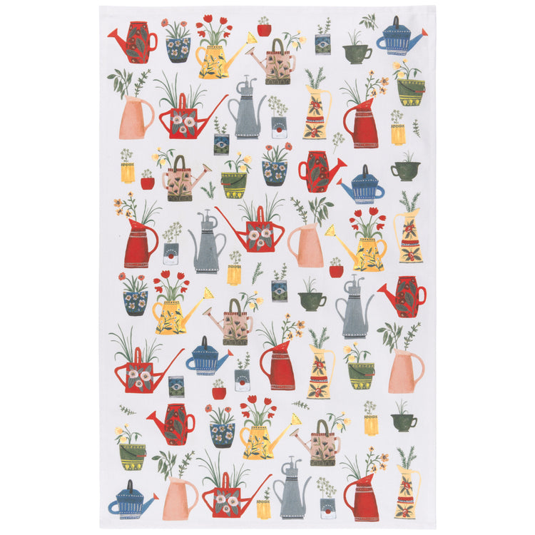 Watering Cans Printed Dishtowel