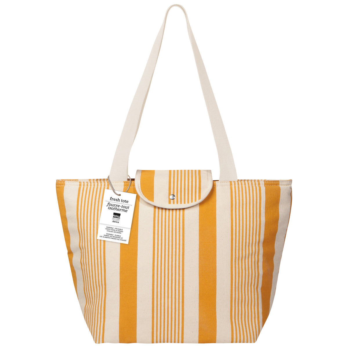 Ochre Stripe Folding Insulated Tote