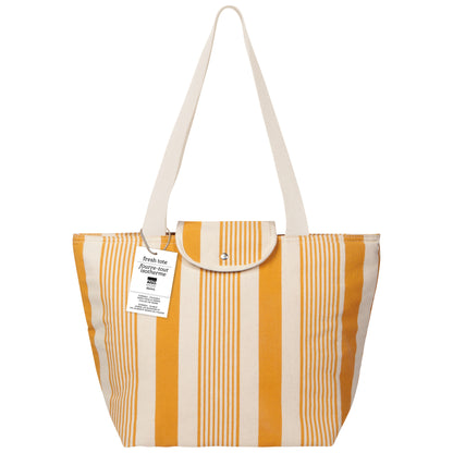 Ochre Stripe Folding Insulated Tote