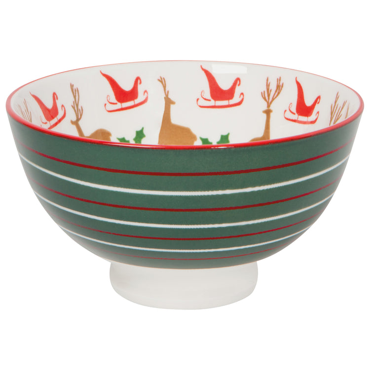 Santa's Reindeer Stamped Bowl 4 Inch