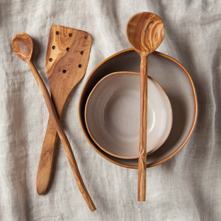 Olive Wood Round Spoon