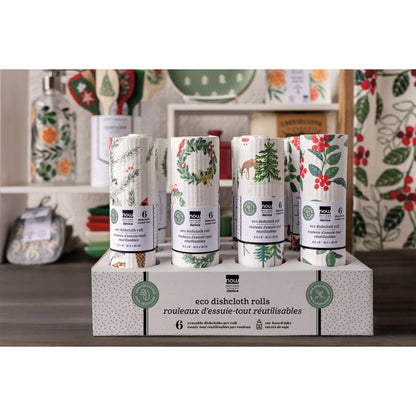 Winter Wonders Christmas Eco Dishcloth Roll Counter Display - 12 assorted