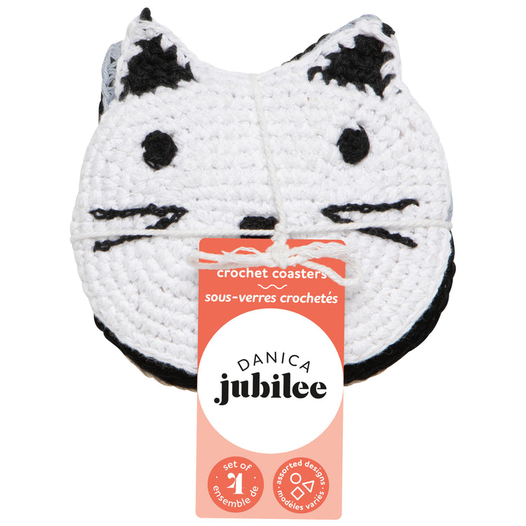 Meow & Furever Crochet Coasters Set of 4 Assorted