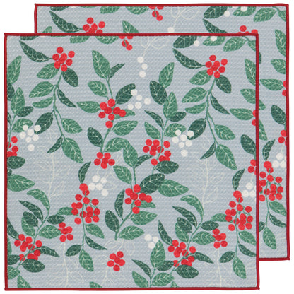 Merry Berry Christmas Recycled Microfibre Dishcloths Set of 2