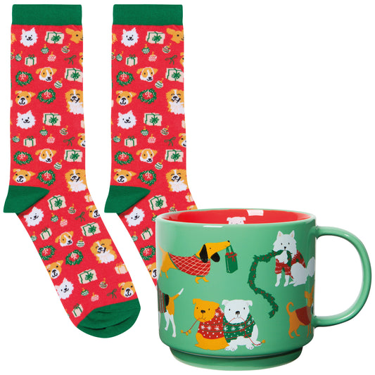 Holiday Hounds Mug and Socks Set