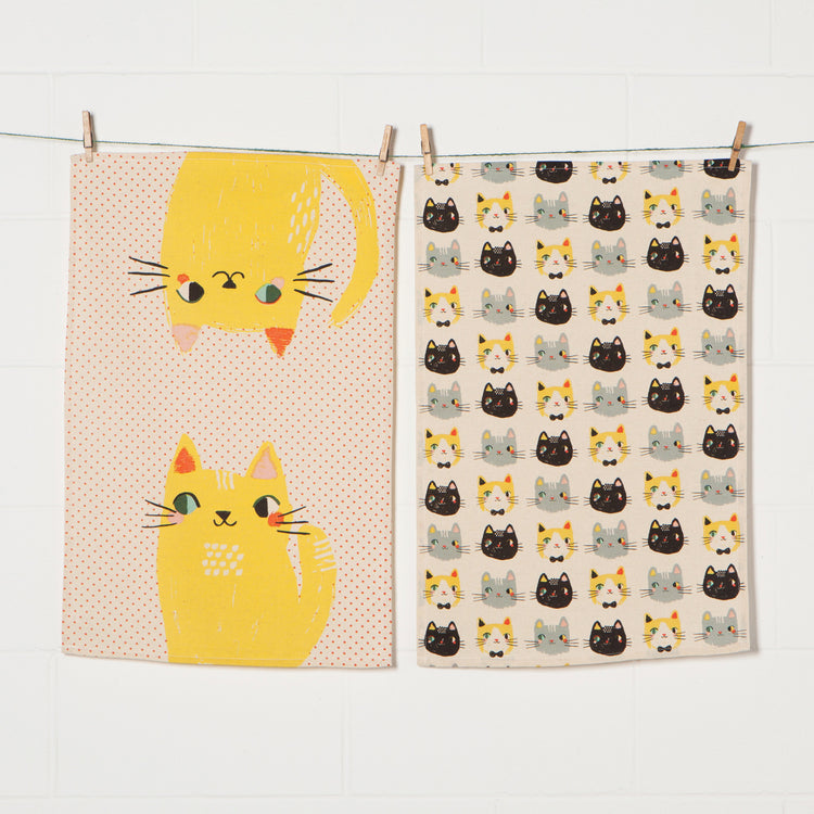Meow Meow Dishtowels Set of 2