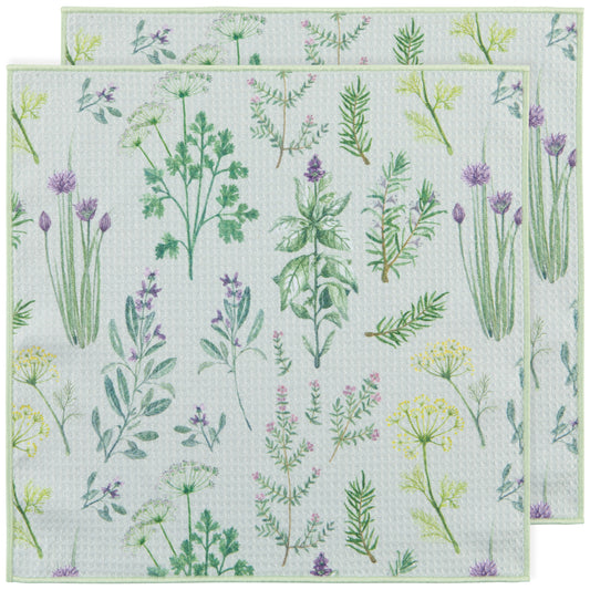 Fresh Herbs Recycled Microfibre Dishcloth Set