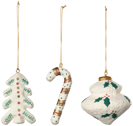 Yuletide Mache Christmas Tree Ornaments - Assorted