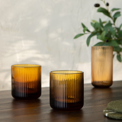 Fluted Glass 12 oz - Amber