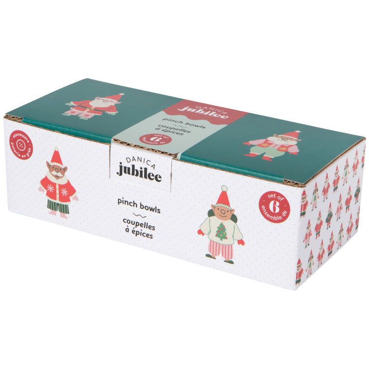 Festive Gnomes Christmas Pinch Bowls Set of 6