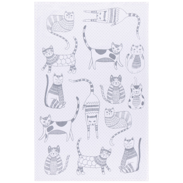 Cat Print London Gray Floursack Dishtowels Set of 2